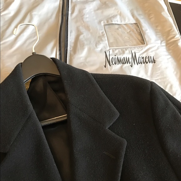 Men's Black Wool Full Length Coat by Neiman Marcus