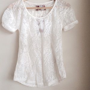 Zara Basic rose pattern lace top brand new