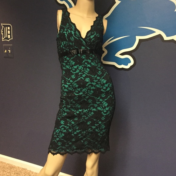 Black Lace and teal dress