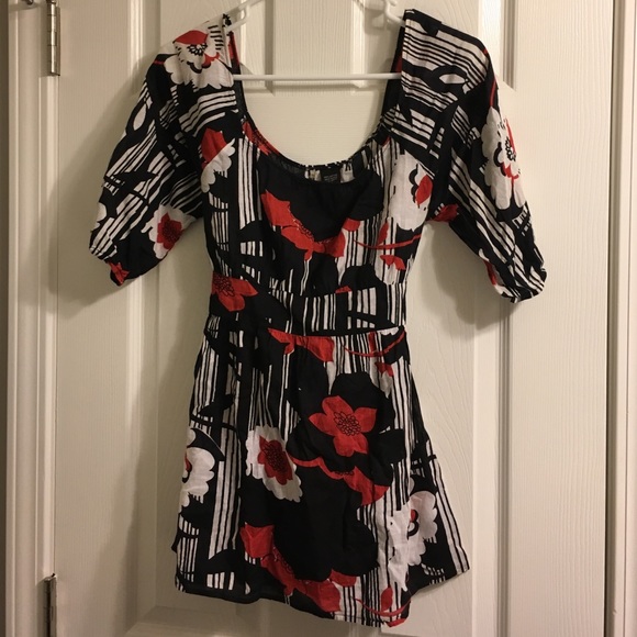 Passport red and black floral top.