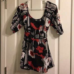 Passport red and black floral top.