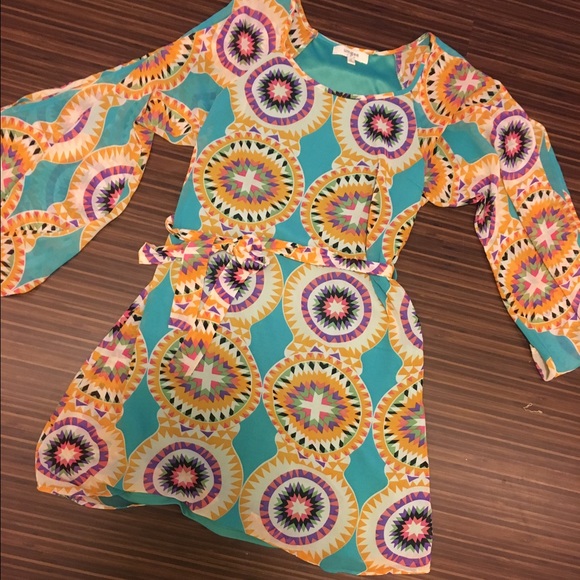Multicolored Long-Sleeve Dress