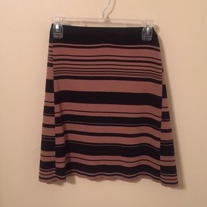 Mocha and black stripped skirt (The Loft)