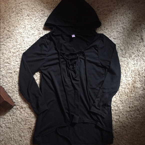 Lace-up Hooded Long Sleeve