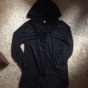 Lace-up Hooded Long Sleeve