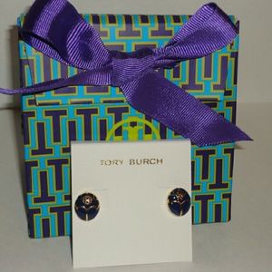Authentic Tory Burch Beetle Bug earrings in blue