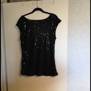 Sheer sparkly black top