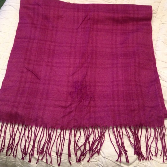 LAUREN Ralph Lauren Berry Plaid Monogram Scarf