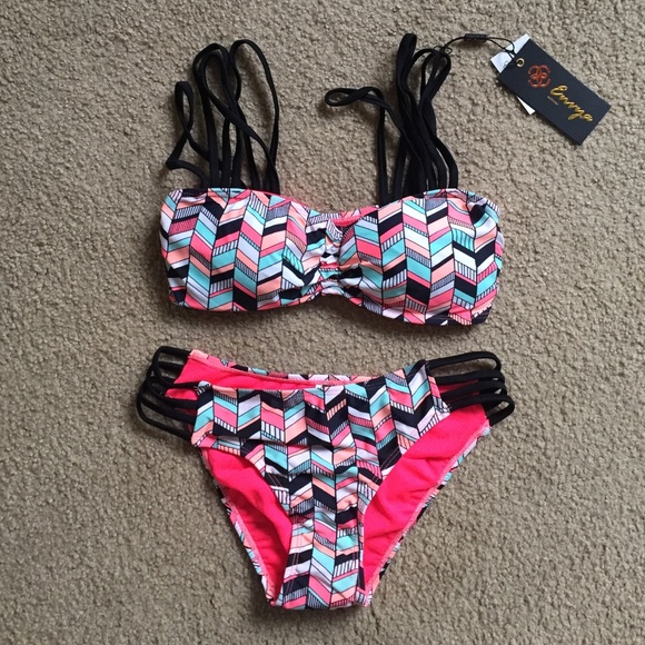 Envya Swim Women's Strappy Bandeau Bikini
