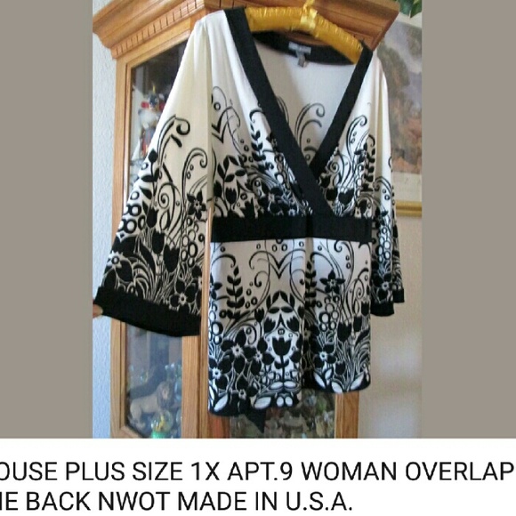 NEW LOW PRICE Black and white faux wrap top