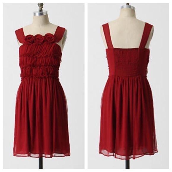 Gorgeous garnet red rosette swirl dress