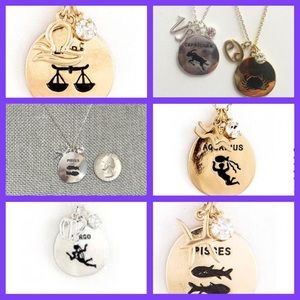 Three Charm Zodiac Sign Pendant, NWT Gld or Silver