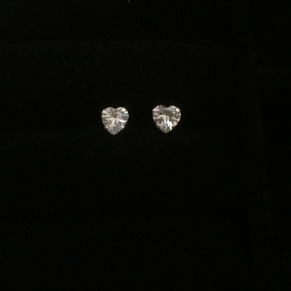 Sterling Silver CZ Heart Shaped Earrings
