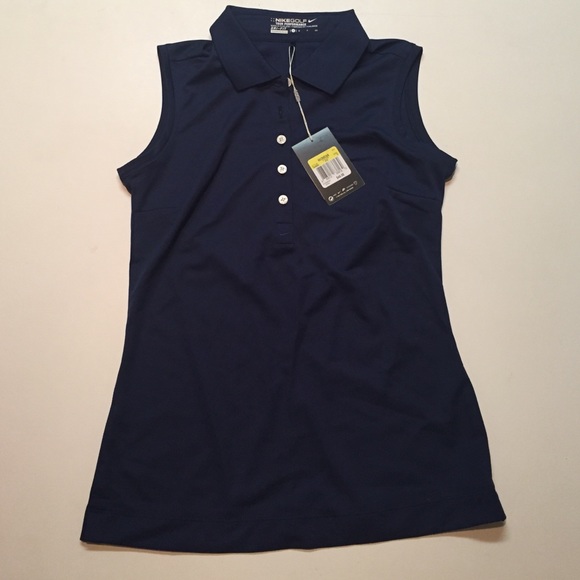 NWT Nike dri-fit golf navy sleeveless polo size s