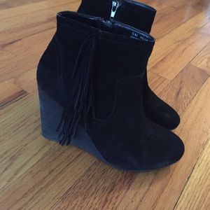 Black wedge booties