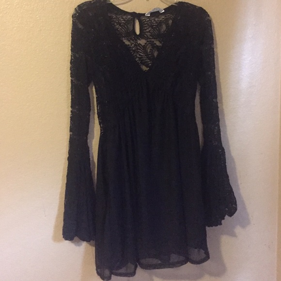 Black lace long sleeve dress