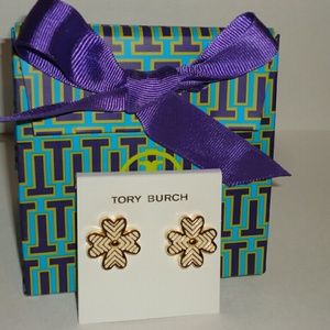 Authentic Tory burch Shawn Clover stud earrings