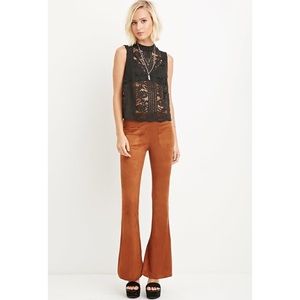 Velour flared pants in taupe