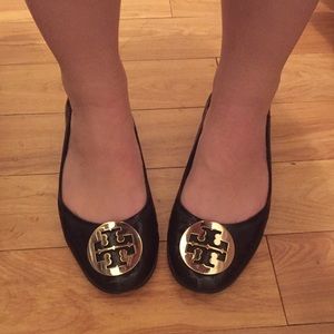 Tory Burch black patent leather ballet flats