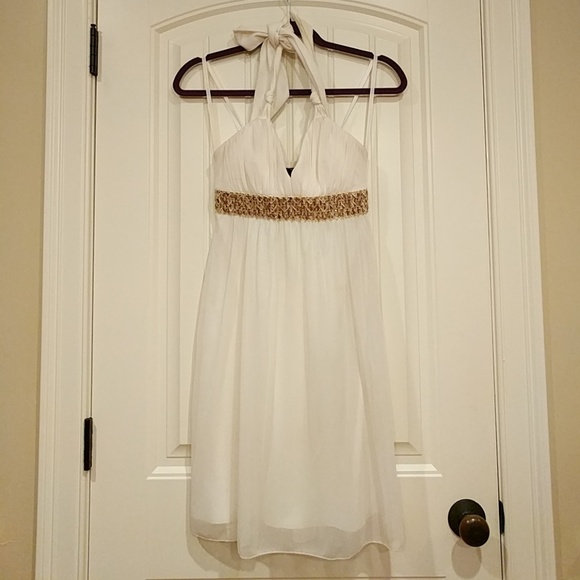 City Studio Halter Dress with Gold Accents