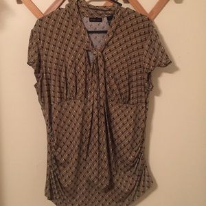 Brown and black silk blouse