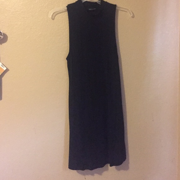 Black mock neck sleeveless dress