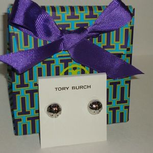 Authentic Tory Burch Medallion Dome stud Silver