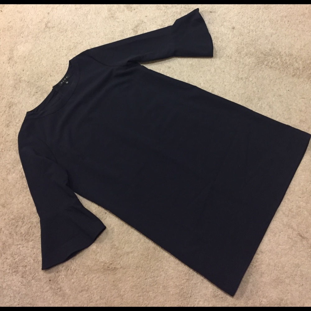 Bell sleeve navy dress