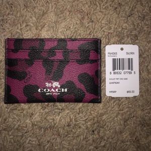 Coach pink leopard card case