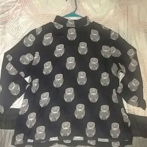 Black high collar Owl top