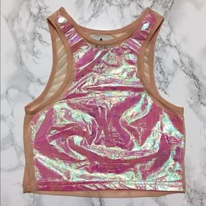 UNIF Plur Pink Holographic Crop Top