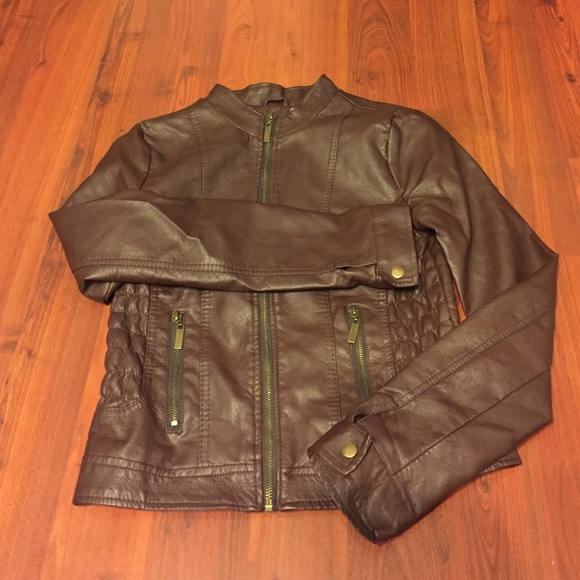 Brown Leather Zip Jacket