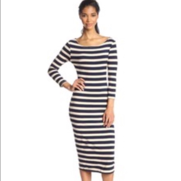 🎉SOLD🎉Women's Sleeve Stripe Jersey Midi Dress