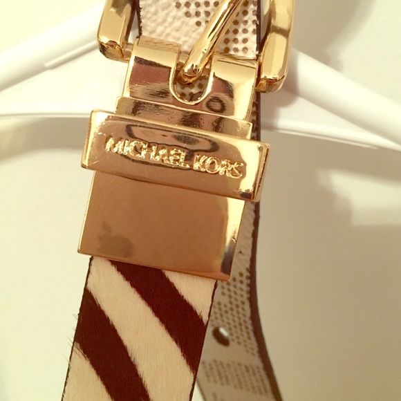 Michael Kors Accessories - Michael Kors Reversible Zebra/MK Logo Print Belt