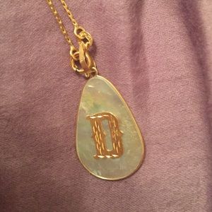 Mother of peal and gold "D" initial necklace