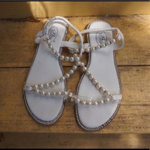 White Pearl Beaded Sandals