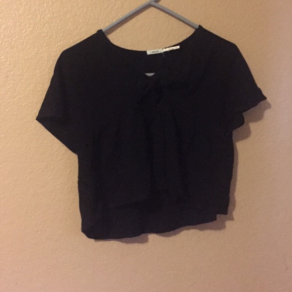 Black crop top with tie in front