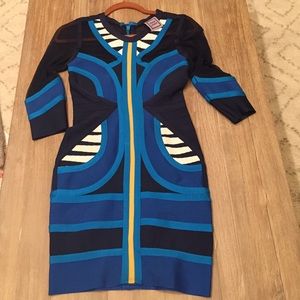 Herve Leger Sheer Sleeve Bandage Dress