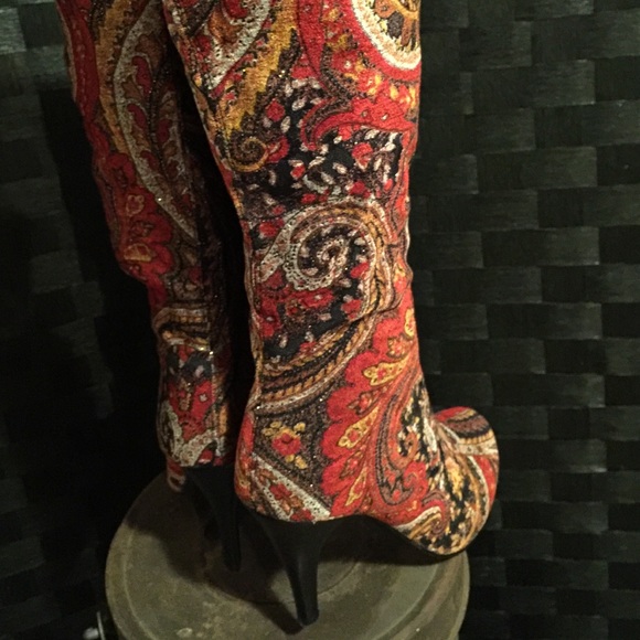 ❌❤️SOLD❤️❌ paisley boots burnt red & orange - Picture 2 of 4