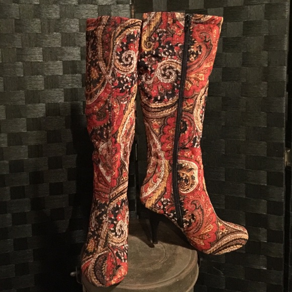 ❌❤️SOLD❤️❌ paisley boots burnt red & orange - Picture 3 of 4