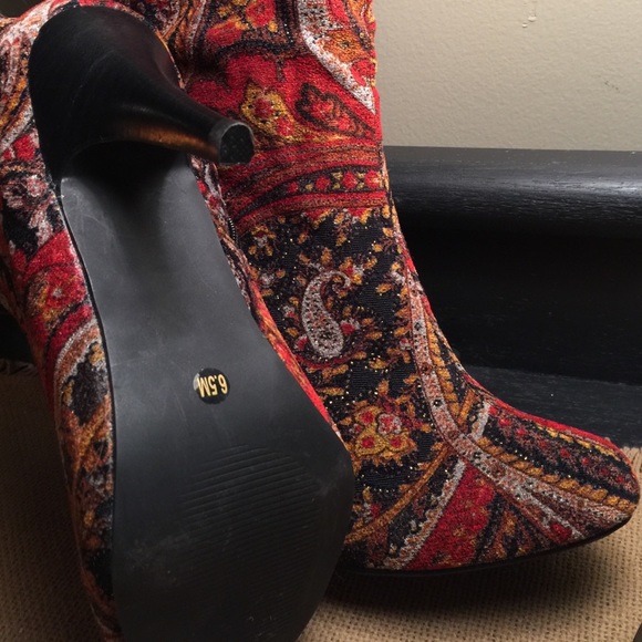 ❌❤️SOLD❤️❌ paisley boots burnt red & orange - Picture 4 of 4