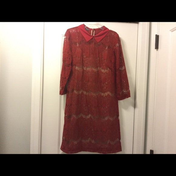 ModCloth Dresses & Skirts - ModCloth NWOT Red Lace Dress in Size 4