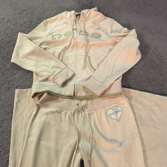 Bebe Sweat outfit! Cream with gold accents!