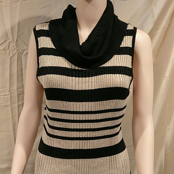 Joseph Allen Cowl Neck Sleeveless Metallic Striped