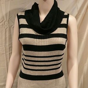 Joseph Allen Cowl Neck Sleeveless Metallic Striped