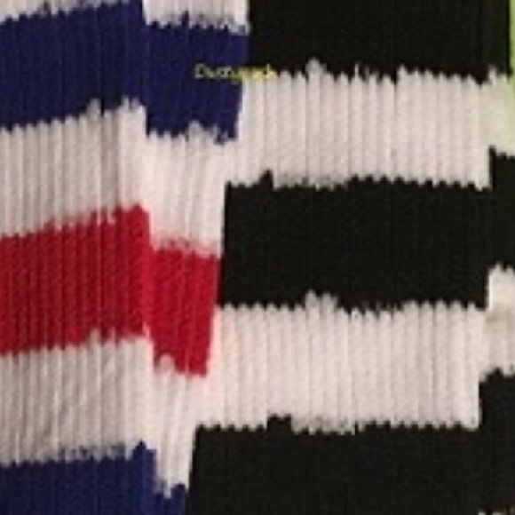 American Apparel Thigh High Socks White Black OTK - Picture 2 of 6