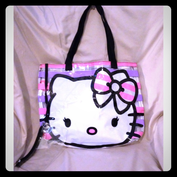 Hello Kitty Striped Waterproof Tote Bag