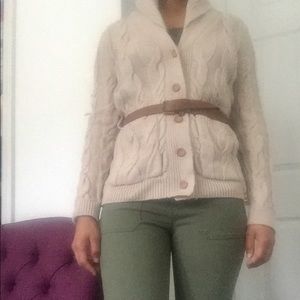 AVA Knits Shawl Collar Belted Cardigan