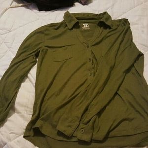 Long Sleeve Deep Green button up top