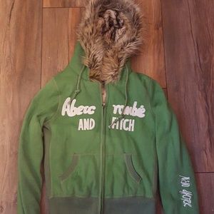 A&F FAUX FUR FULL-ZIP HOODIE